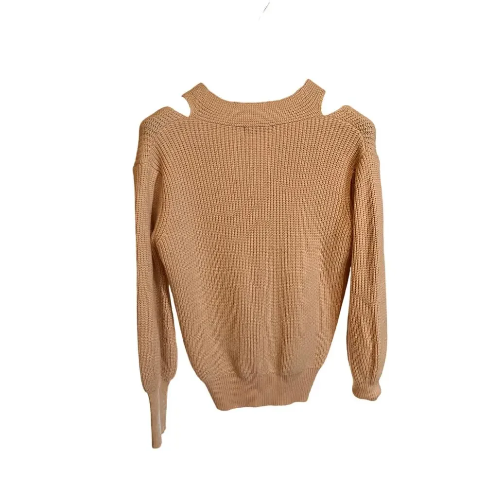 Highland Park by Material Girls Sweater Cutaway Beige Womens Medium‎